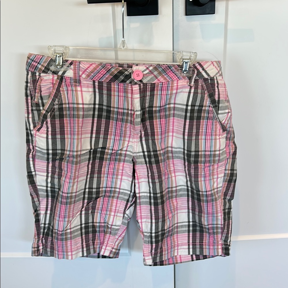 Plaid Pink and Gray Women's Shorts